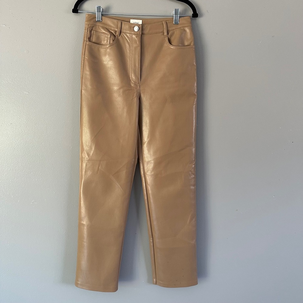 Wilfred The Melina Pant High Rise Straight Leg Vegan Leather Pants SZ‎ 4